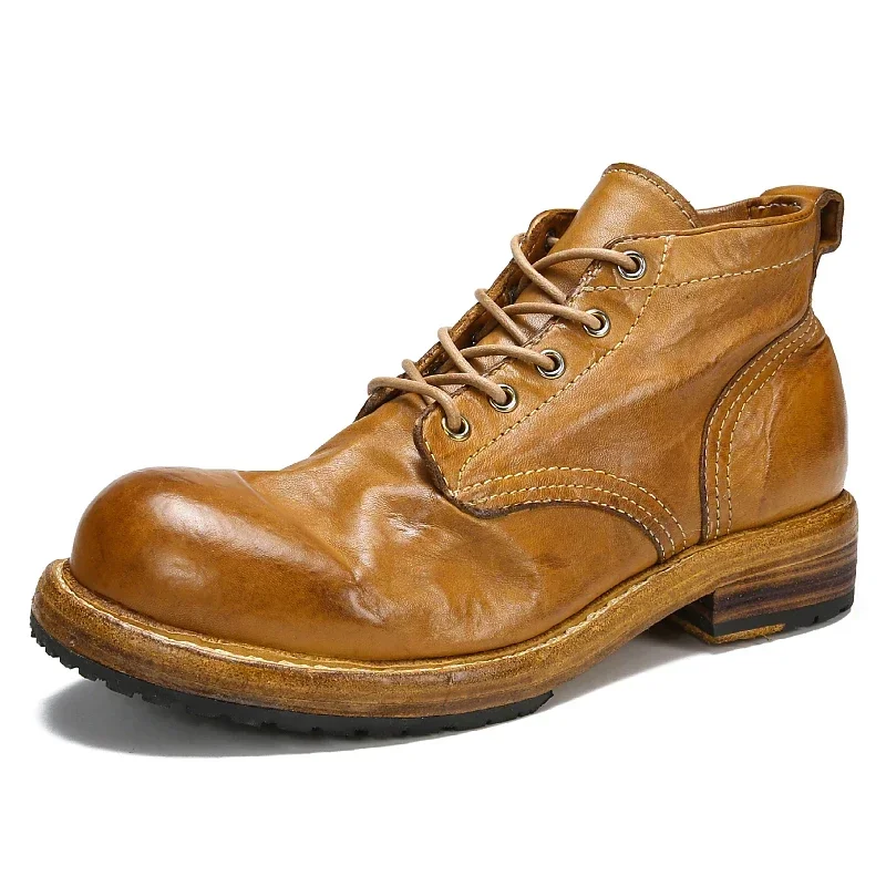 Leather Work Dress - Goodyear-รองเท้าหนังรองเท้าผู้ชายหนังแท้ Retro ชุดทํางานรองเท้าล้างหนังม้ารองเท้าลําลองผู้ชาย