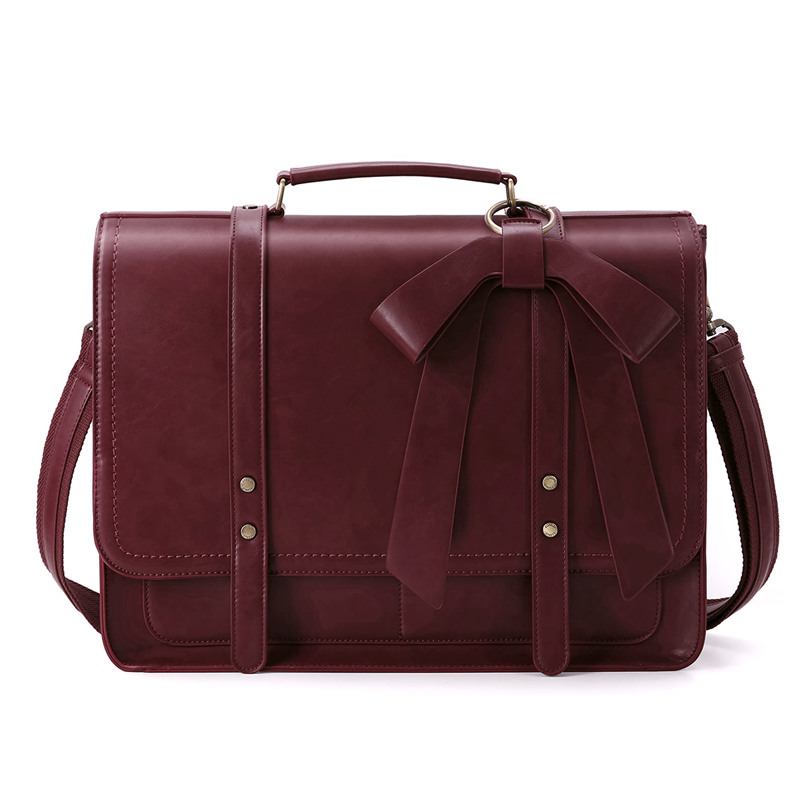 Leather Work Laptop Bag - กระเป๋าแล็ปท็อปวิทยาลัยคนส่งเอกสารแฟชั่นกระเป๋าสะพายไหล่ของผู้หญิงเหมาะกับคอมพิวเตอร์15.6นิ้วกระเป๋าเอกสารหนัง PU ecosusi