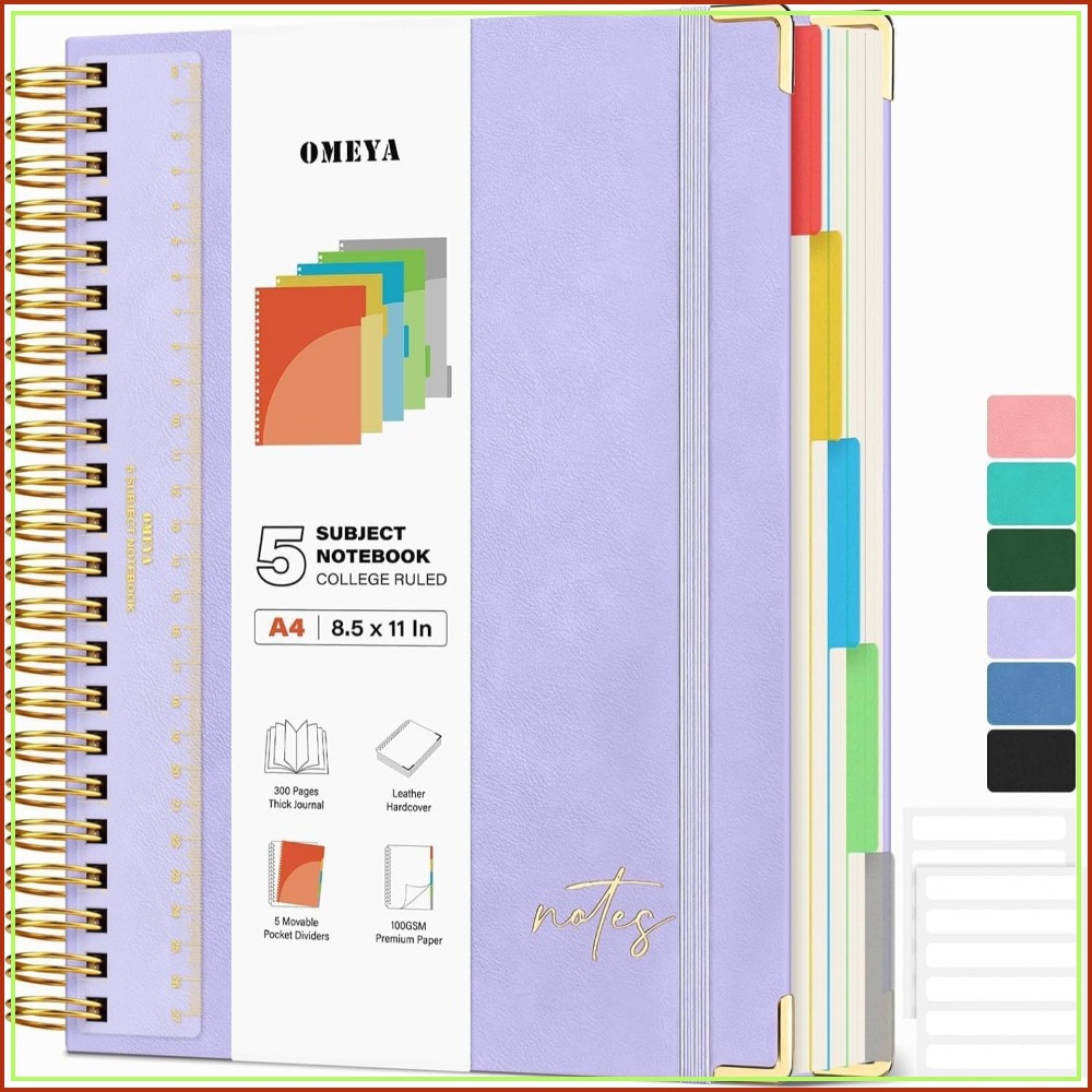 Leatherwork Products - สมุดโน้ตหนัง A4 5 วิชา 300 หน้า