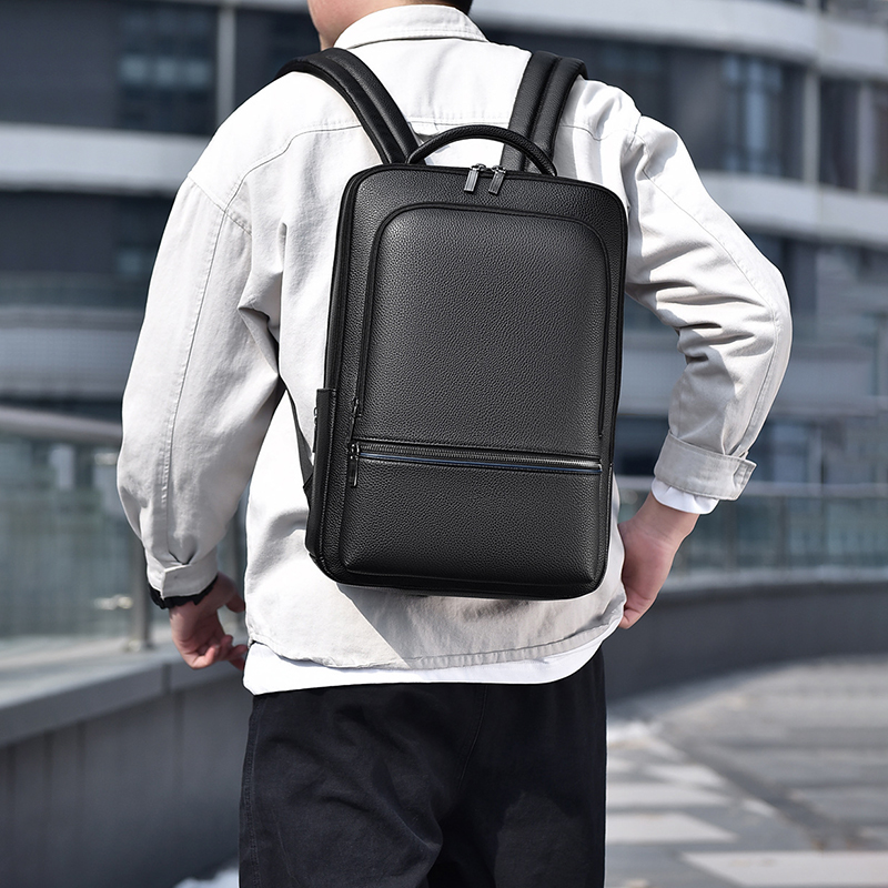 Leather Work Laptop Bag - กระเป๋าเป้สะพายหลังผู้ชายหนัง PU กระเป๋าเอกสารสำหรับผู้บริหารแฟชั่นชาร์จ USB เดินทางไปสำนักงานแล็ปท็อปธุรกิจสบายๆกระเป๋ากระเป๋าเป้สะพายหลัง