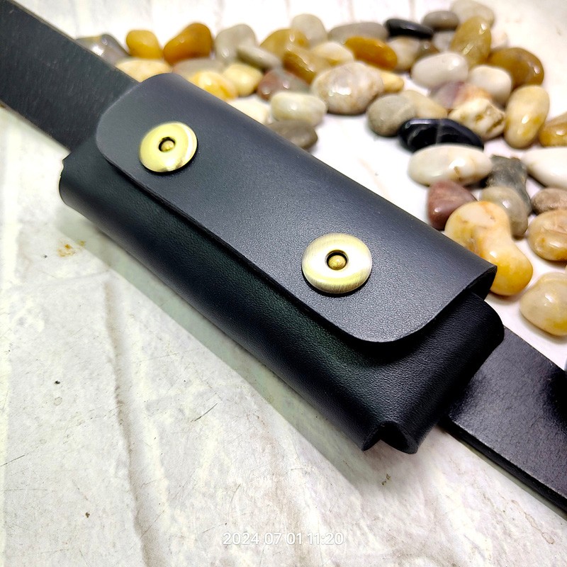 Leatherwork Knives - มีดพับได้แบบแนวนอนพร้อมที่ใส่เข็มขัดป้องกันมีดพับได้กระเป๋าคาดเอวปลอกมีดหนังแท้ปรับแต่งได้ MT-JD2