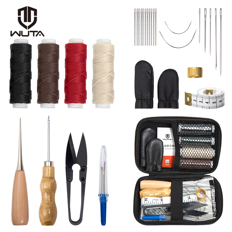 Leatherworking Equipment - WUTA ชุดซ่อมหนังเย็บรองเท้าเฟอร์นิเจอร์โซฟาซ่อมทํางานชุดเครื่องมือด้ายหัตถกรรมเครื่องมือเย็บมือ Quilting Awl