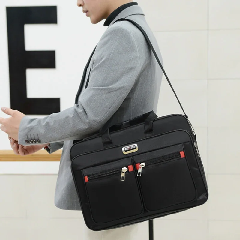 Leather Work Laptop Bag - Simple Tote Men กระเป๋าเอกสารธุรกิจกระเป๋าถือสําหรับกระเป๋าแล็ปท็อปขนาด 15.6 นิ้วกระเป๋าสะพายไหล่ขนาดใหญ่กระเป๋าเดินทางโน้ตบุ๊ค