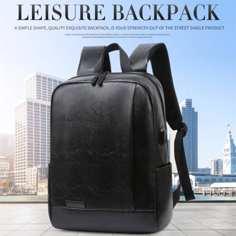 Leather Work Laptop Bag - ผู้ชายแฟชั่นกระเป๋าเป้สะพายหลัง PU หนัง Satchel กระเป๋าเอกสาร Casual