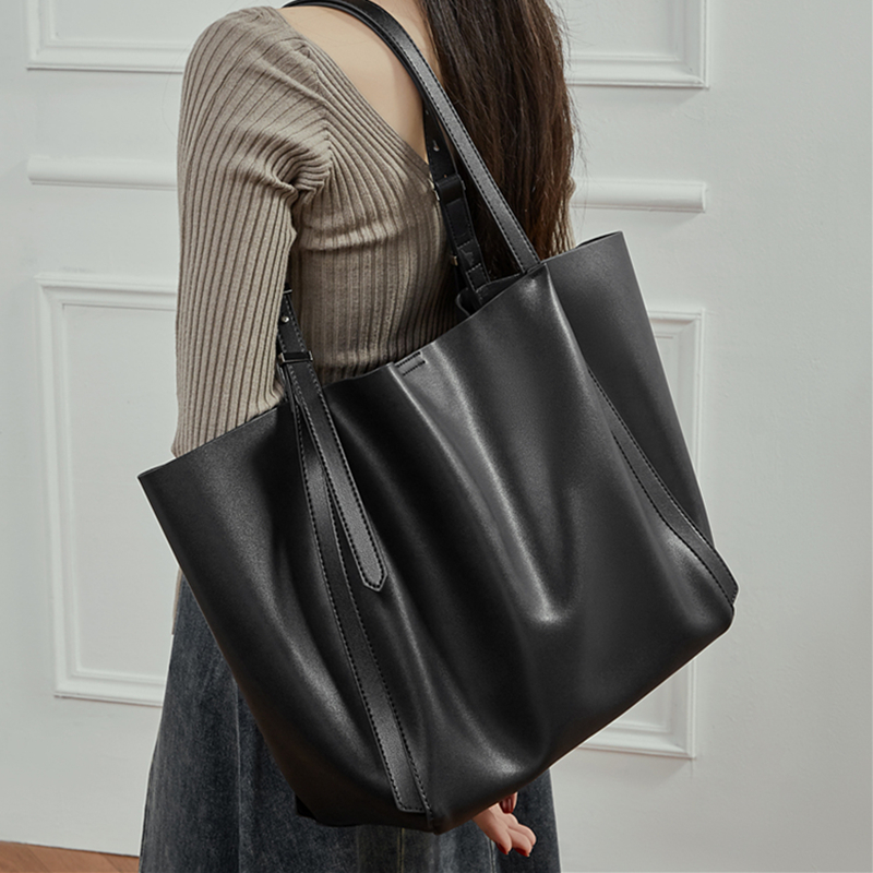 Leather Work Laptop Bag - กระเป๋าโท้ททำงานหนังแท้ขนาดใหญ่ นุ่มสบาย สไตล์วินเทจ สำหรับผู้หญิง กระเป๋าสะพายไหล่ใส่แล็ปท็อป ใช้ในสำนักงาน
