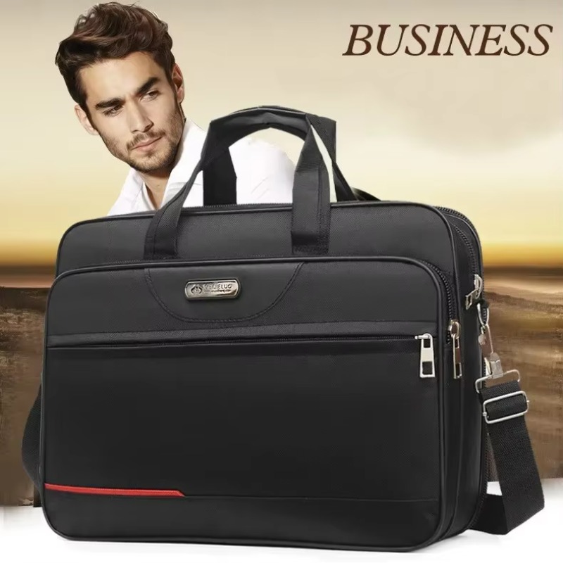 Leather Work Laptop Bag - ผ้า Oxford กระเป๋าแล็ปท็อปผู้ชายกระเป๋าเอกสารความจุขนาดใหญ่กระเป๋าเดินทางไหล่กระเป๋า