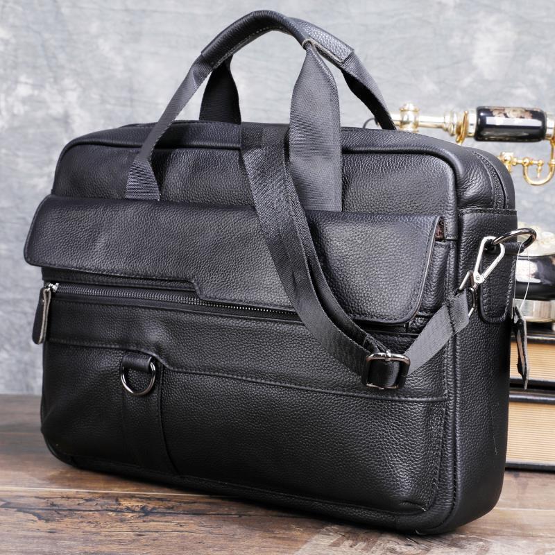 ชายหนังแท้กระเป๋าถือผู้ชายเดิน - Leather Work Laptop Bag บทวิจารณ์และราคา