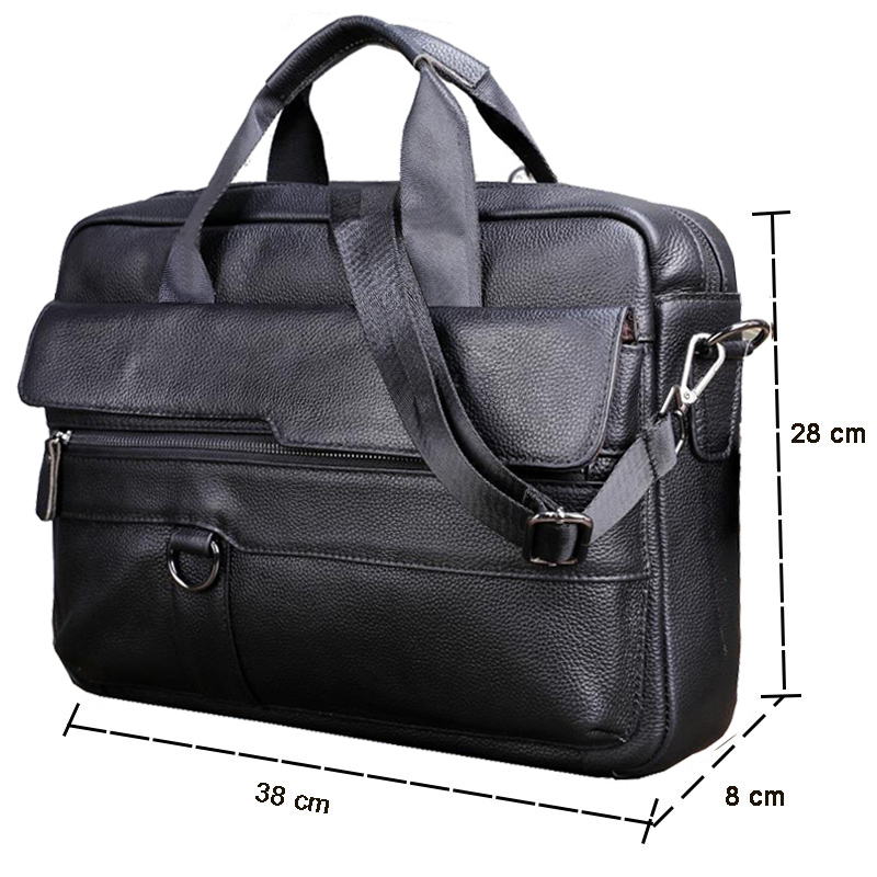 ชายหนังแท้กระเป๋าถือผู้ชายเดิน - Leather Work Laptop Bag บทวิจารณ์และราคา