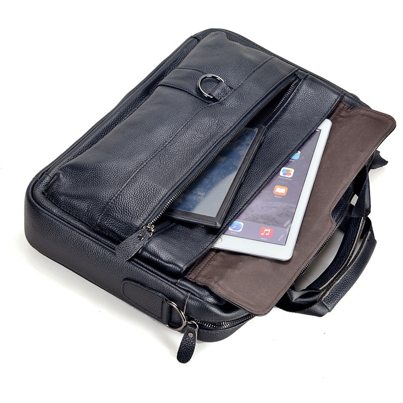ชายหนังแท้กระเป๋าถือผู้ชายเดิน - Leather Work Laptop Bag บทวิจารณ์และราคา