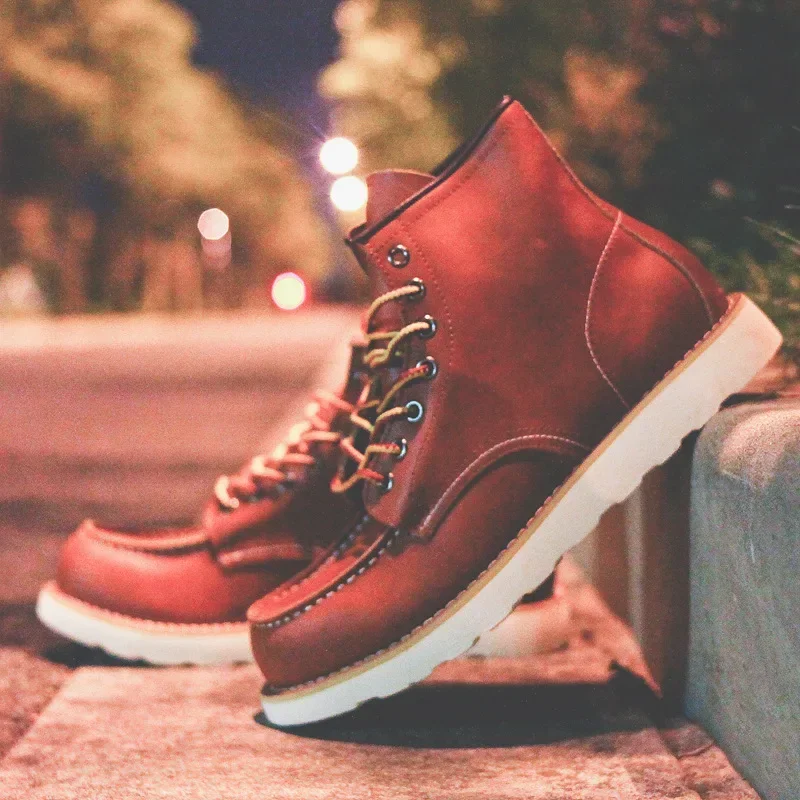 รองเท้าบูทหนังแท้ผู้ชาย รองเท้ - Leatherworking Equipment บทวิจารณ์และราคา