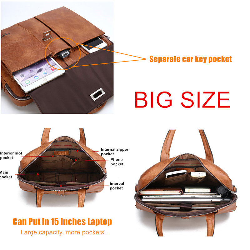 กระเป๋าเอกสารหนังสำหรับผู้ชาย  - Leather Work Laptop Bag บทวิจารณ์และราคา