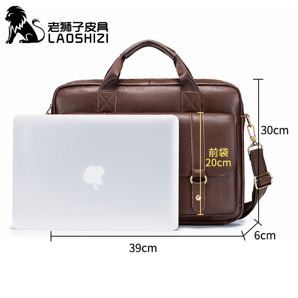 กระเป๋าเอกสารหนังแท้ 100% สำหร - Leather Work Laptop Bag บทวิจารณ์และราคา