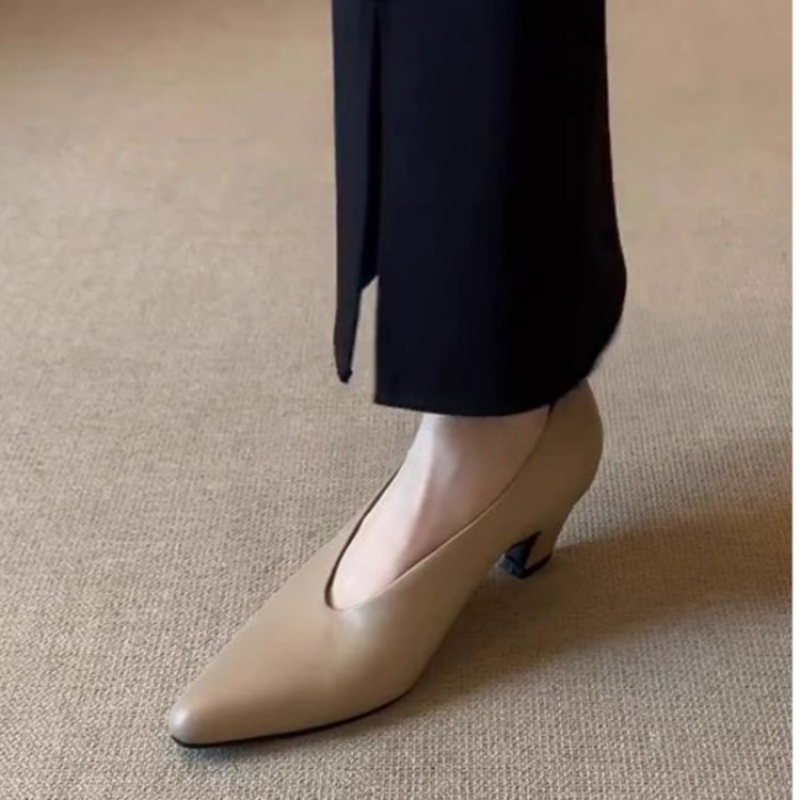 2025 ใหม่ผู้หญิง Pointed Toe C - Leather Work Dress บทวิจารณ์และราคา