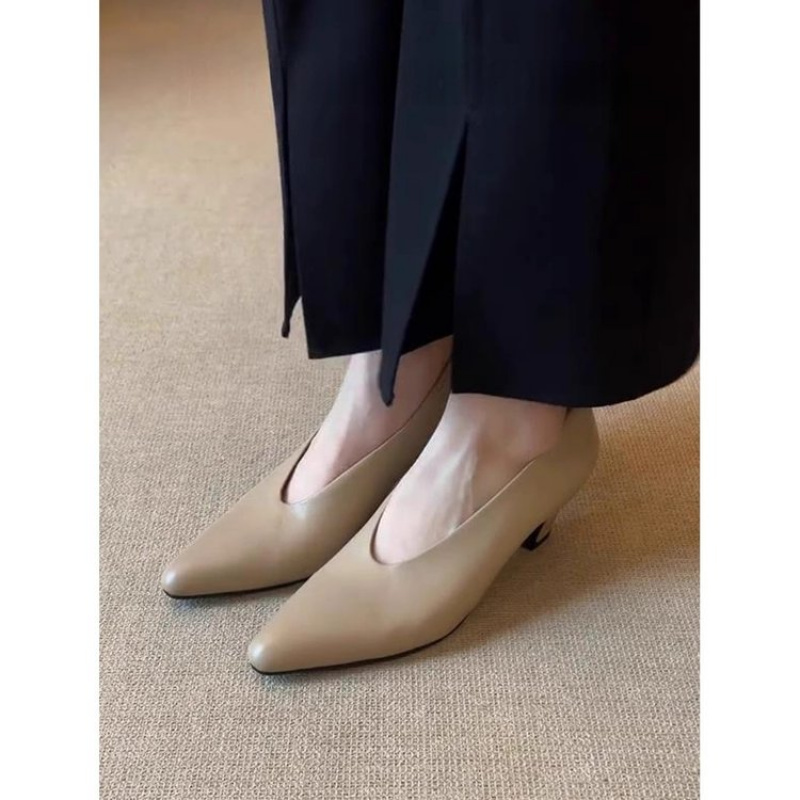 2025 ใหม่ผู้หญิง Pointed Toe C - Leather Work Dress บทวิจารณ์และราคา